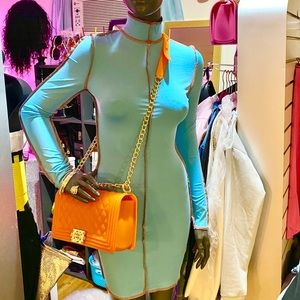 Blue and Orange Bodycon Dress